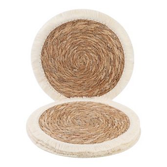 Set of 4 Farmhouse Woven Placemats for Dining Kitchen Table Mat with Tassel 11.8 inch