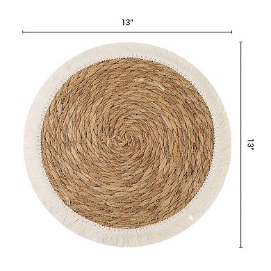 Set of 4 Farmhouse Woven Placemats for Dining Kitchen Table Mat with Tassel 15 inch