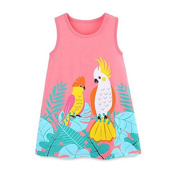 Summer Hot Selling Cute Cartoon Pattern Sleeveless Dress for Stylish Girls
