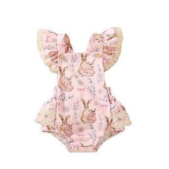 Baby Girls Floral Woodland Bunny Romper