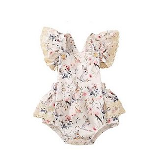 Baby Girls Floral Woodland Bunny Romper
