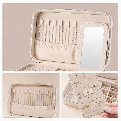 Compact Travel Jewelry Organizer with Mirror & Storage Bag - Perfect for Gifts