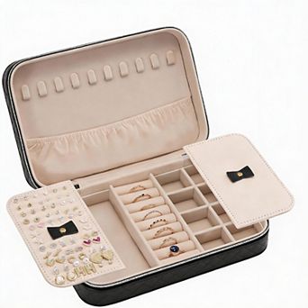 Compact Travel Jewelry Organizer with Mirror & Storage Bag - Perfect for Gifts