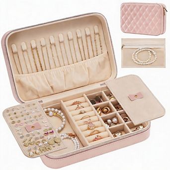 Compact Travel Jewelry Organizer with Mirror & Storage Bag - Perfect for Gifts