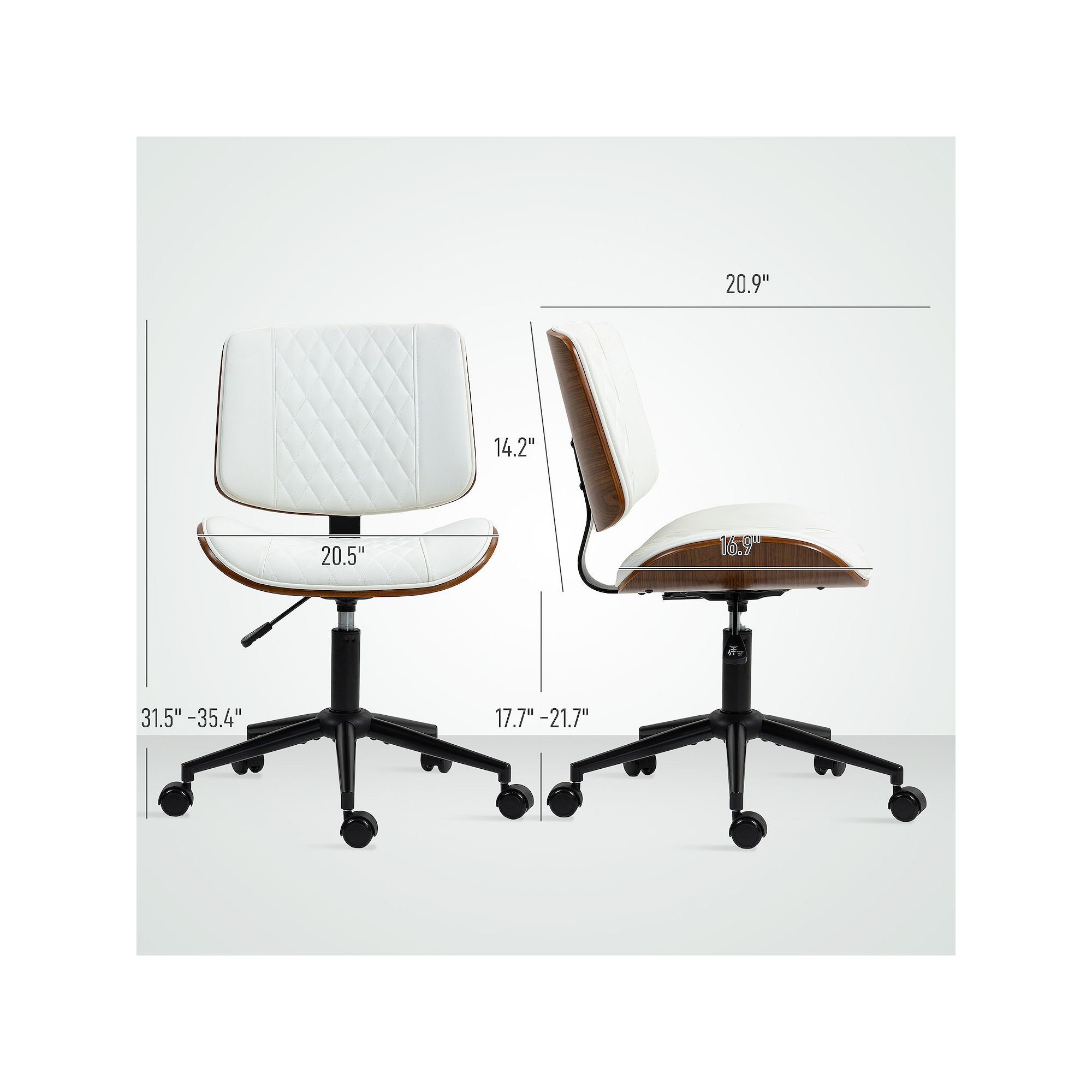 HOMCOM desk chair dimensions diagram showing seat and back size