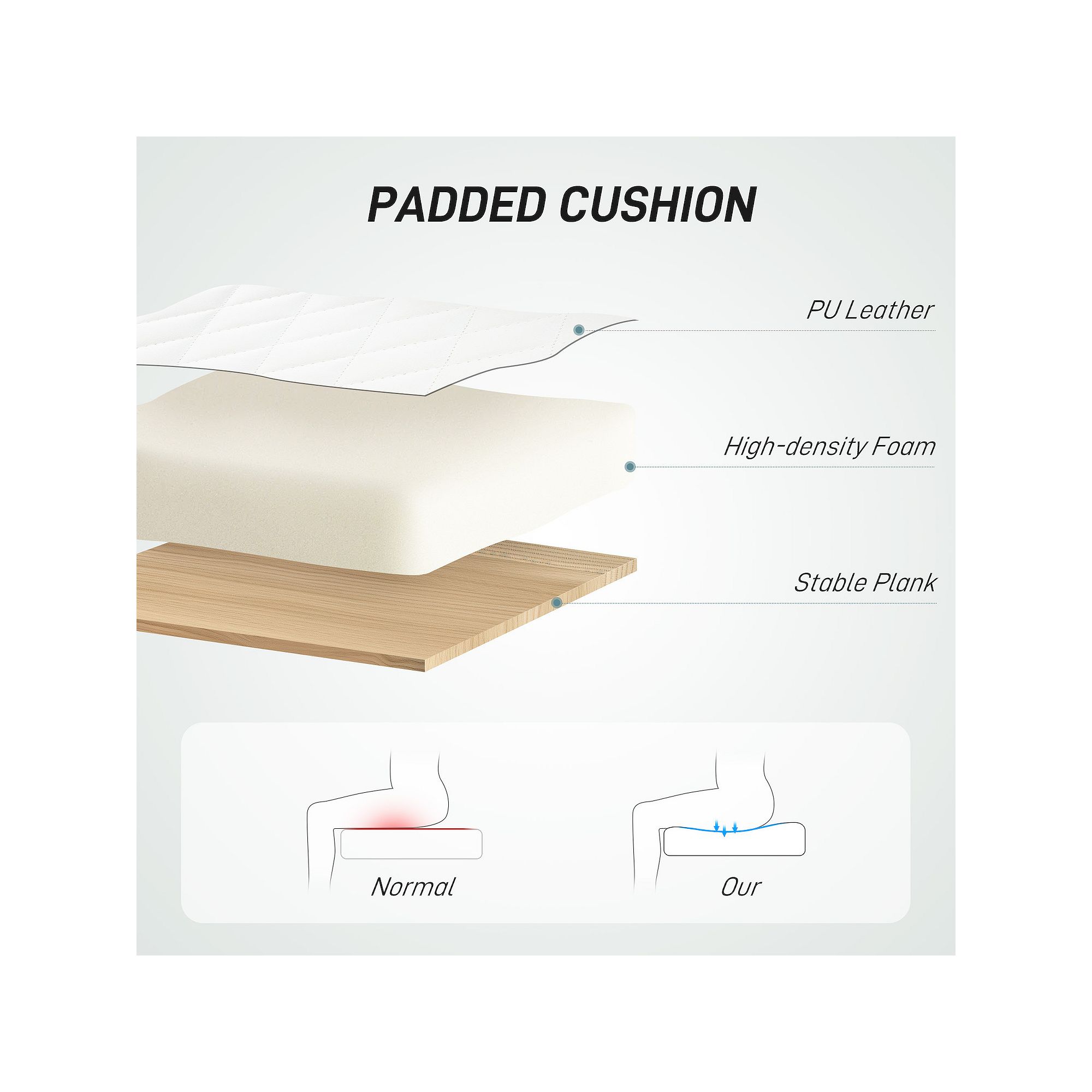 HOMCOM padded cushion chair features PU leather and high-density foam