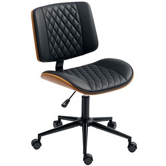 HOMCOM Home Office Chair No Arms with Wheels, 360 Swivel Desk Chair