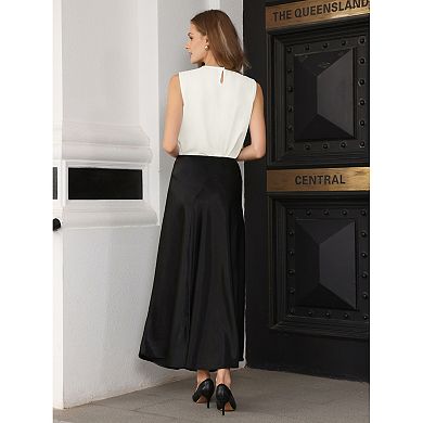 Women's Sleeveless Bodysuit Work Crew Neck Pleated Front Classic Business Shirt Top