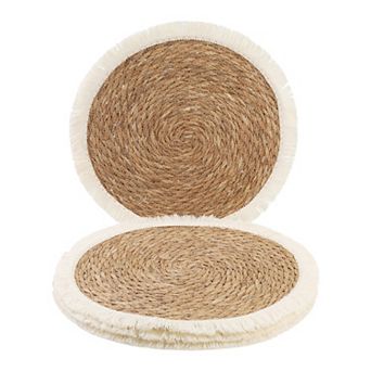 Set of 4 Farmhouse Woven Placemats for Dining Kitchen Table Mat with Tassel 15 inch