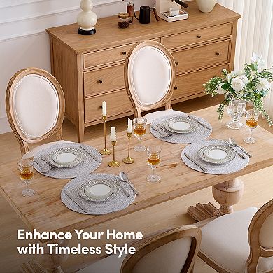 Sweet Home Collection Two Tone Cotton 15" Round Woven Placemat Sets 6 Pack