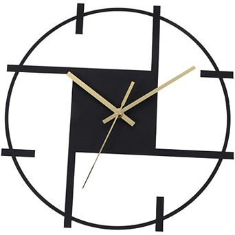 Vintage Wall Clock 12 Inch, Ornate Metal Clock Silent Non-Ticking Farmhouse Decor Abstract Style