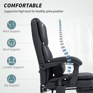 HOMCOM Office Chair with Massage, Reclining Desk Chair,