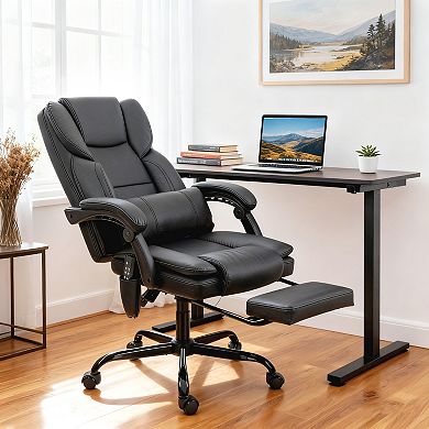 HOMCOM Office Chair with Massage, Reclining Desk Chair,