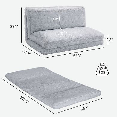 HOMCOM Bean Bag Floor Sofa Bed, Plush Folding Floor Mattress