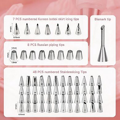 137-Piece Cake Decorating Kit with Turntable & Pattern Chart