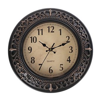10 Inch Outdoor Wall Clock, Waterproof Garden Clock, Vintage Lace, Battery Operated, Silent Movement