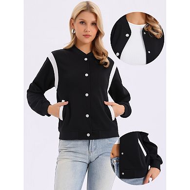 Bomber Jacket Women Casual Button Down Baseball Varsity Jacket Outfits Fall Coats Fashion Clothes