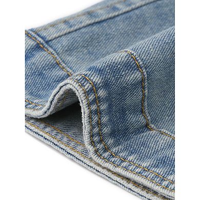 Denim Vest for Women Sleeveless Crew Neck Button Down Western Jean Waistcoat Jacket