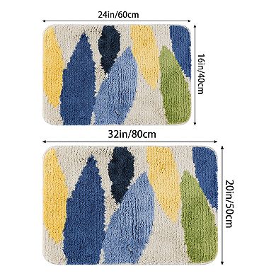 2Pcs Bathroom Rugs Soft Plush Fluffy Bath Mats Non Slip Printing Bathroom Mat 20" x 32"+16" x 24"