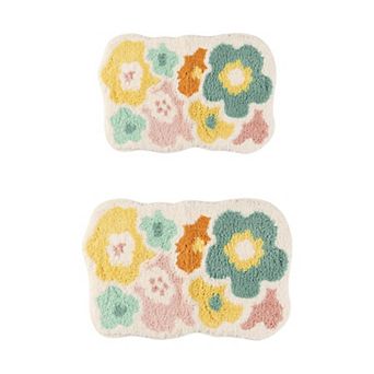 2 pc Bathroom Rugs Soft Plush Fluffy Bath Mats Non Slip Printing Bathroom Mat 20" x 32"+16" x 24"