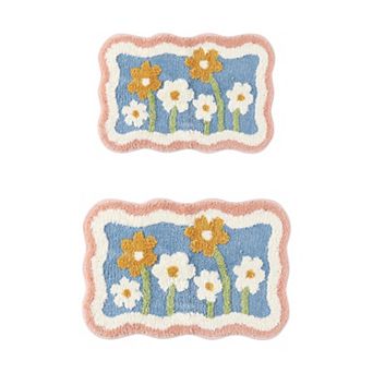 2 pc Bathroom Rugs Soft Plush Fluffy Bath Mats Non Slip Printing Bathroom Mat 20" x 32"+16" x 24"