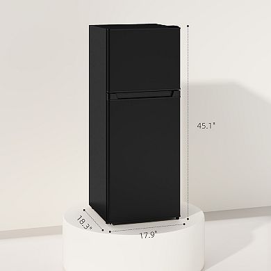 HOMCOM Small Fridge with Freezer, 4 Cu Ft Refrigerator with Shelves