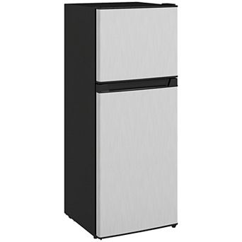 HOMCOM Small Fridge with Freezer, 4 Cu Ft Refrigerator with Shelves