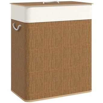 HOMCOM Double Laundry Basket with Lid, 26.4 Gallon Laundry Hamper