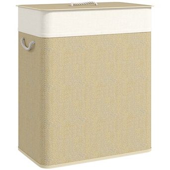 HOMCOM Double Laundry Basket with Lid, 26.4 Gallon Laundry Hamper