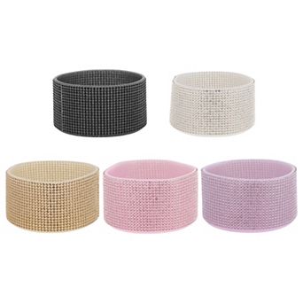 5 pc Protective Flash Faux Diamond Water Bottle Boot Set Black Silver Tone Purple Pink Khaki