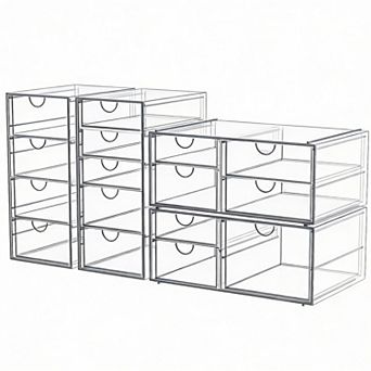 4-Pack Clear Acrylic Drawer Organizers, 16 Drawers, Multi-Purpose Storage