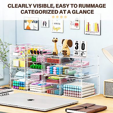4-Pack Clear Acrylic Drawer Organizers, 16 Drawers, Multi-Purpose Storage
