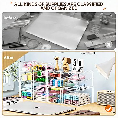 4-Pack Clear Acrylic Drawer Organizers, 16 Drawers, Multi-Purpose Storage