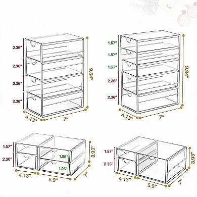 4-Pack Clear Acrylic Drawer Organizers, 16 Drawers, Multi-Purpose Storage