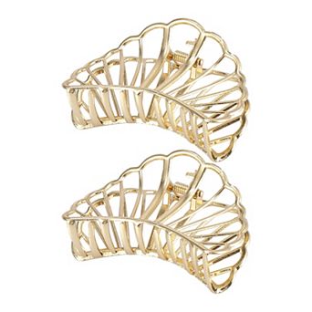 2.8 Inch Women Metal Hair Claw Hair Barrettes Clips Shell Shaped Line Claw 2 pc