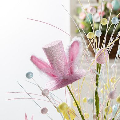 Glitzhome 21"H Easter Glitter Egg & Top Hat Table Tree