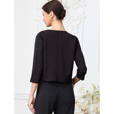 Blazers for Women's Open Front 3/4 Sleeve Work Office Suit Jackets