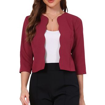 Blazers for Women's Open Front 3/4 Sleeve Work Office Suit Jackets
