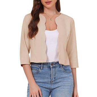 Blazers for Women's Open Front 3/4 Sleeve Work Office Suit Jackets