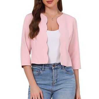 Blazers for Women's Open Front 3/4 Sleeve Work Office Suit Jackets