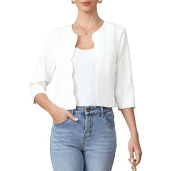 Blazers for Women's Open Front 3/4 Sleeve Work Office Suit Jackets