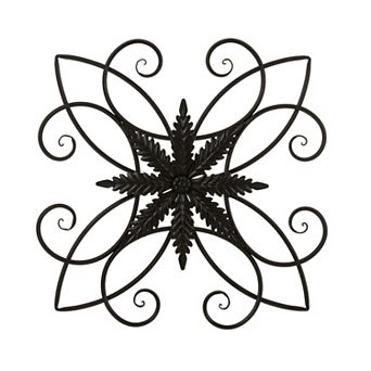 Glitzhome 20"L Traditional Clematis Pattern Iron Scroll Outdoor Wall Decor