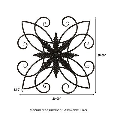 Glitzhome 20"L Traditional Clematis Pattern Iron Scroll Outdoor Wall Decor