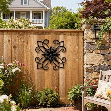 Glitzhome 20"L Traditional Clematis Pattern Iron Scroll Outdoor Wall Decor
