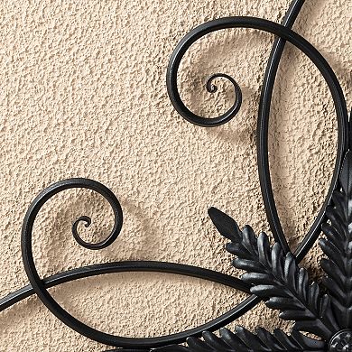 Glitzhome 20"L Traditional Clematis Pattern Iron Scroll Outdoor Wall Decor