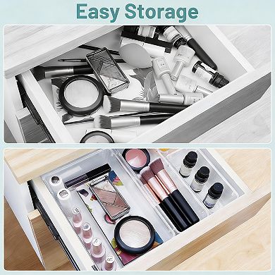 25 Clear Plastic Drawer Organizers, 4 Sizes, Stackable, Non-Slip