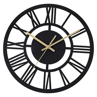 Vintage Wall Clock 12 Inch, Ornate Metal Clock Silent Non-Ticking Roman Numerals Elegant Decor