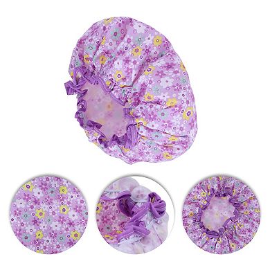 1 Pc Ditsy Floral Double Layer Shower Cap for Bathroom