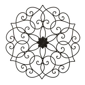 Glitzhome 23"D Traditional Floral Iron Scroll Outdoor Wall Decor