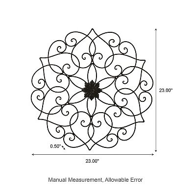 Glitzhome 23"D Traditional Floral Iron Scroll Outdoor Wall Decor